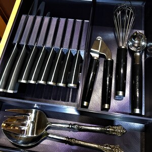 Custom Knife Block Drawer Organizer, Chef&#39;s Knife block drawer insert for 4, 6, 8, 10 or 12  knifes custom to your specs