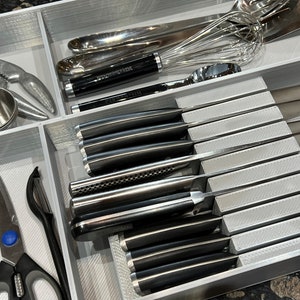 Custom Knife Block Drawer Organizer, Chef&#39;s Knife block drawer insert for 4, 6, 8, 10 or 12  knifes custom to your specs
