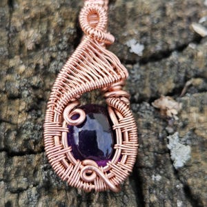 Amethyst Pendant, Amethyst necklace, Amethyst wire wrap, wire wrapped Amethyst amulet, amethyst protection jewelry