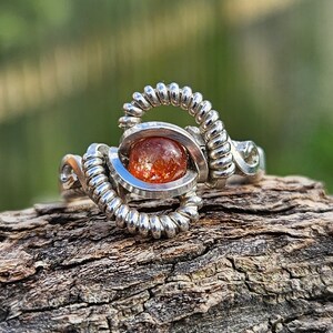 Sunstone ring size 6, wire wrapped Sunstone ring, 925 sterling silver Sunstone ring, minimalist wire wrapped Sunstone ring,