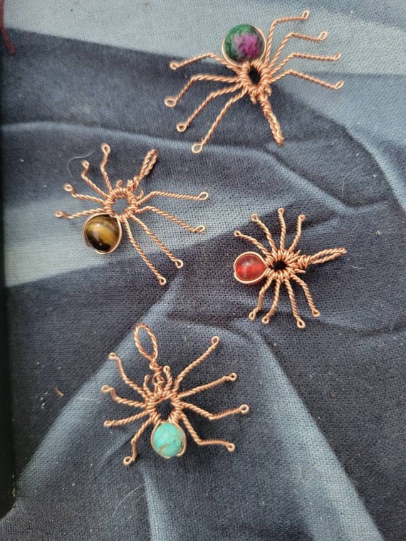 Spider Pendants. Wire Wrapped Spider, Wire Spider, Amethyst Spider