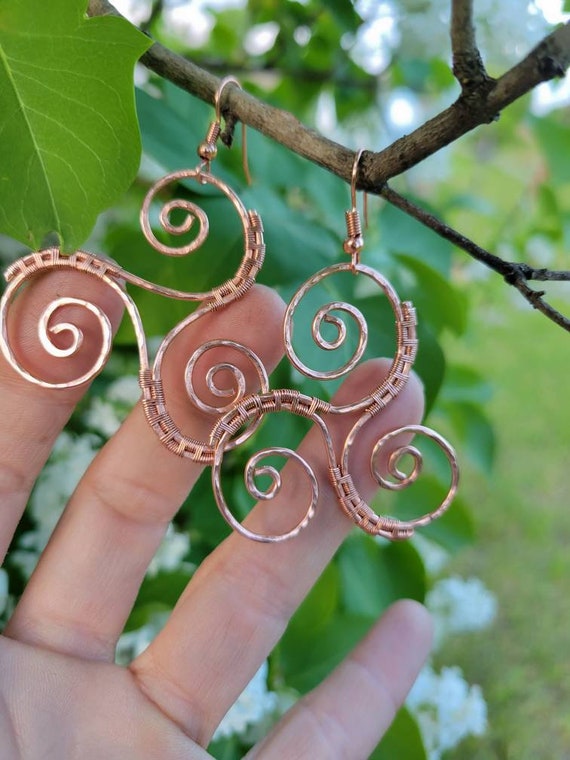 Triskelion Earrings Wire Wrapped Triskeles Earrings Wire Weaved