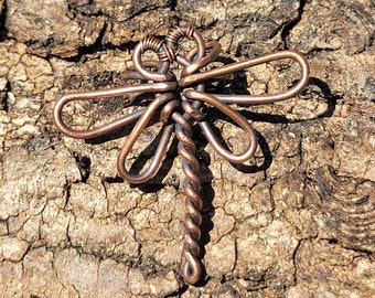 Dragonfly ear cuff, wire wrapped Dragonfly ear cuff, wire weaved Dragonfly ear cuff, copper Dragonfly ear cuff