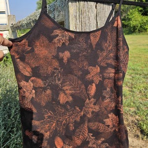 Leaf Bleach Tank Top, leaf print bleached tank, bleach dyed leaf tank, bleached leaf design tank, custom bleach painted leaf print tank top