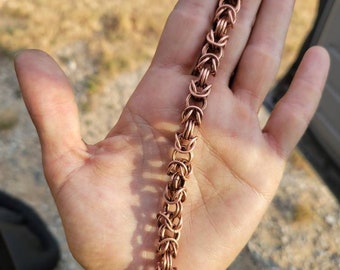 Byzantine Chainmaille bracelet, wire wrapped byzantine chain mail bracelet, copper byzantine chain maille bracelet