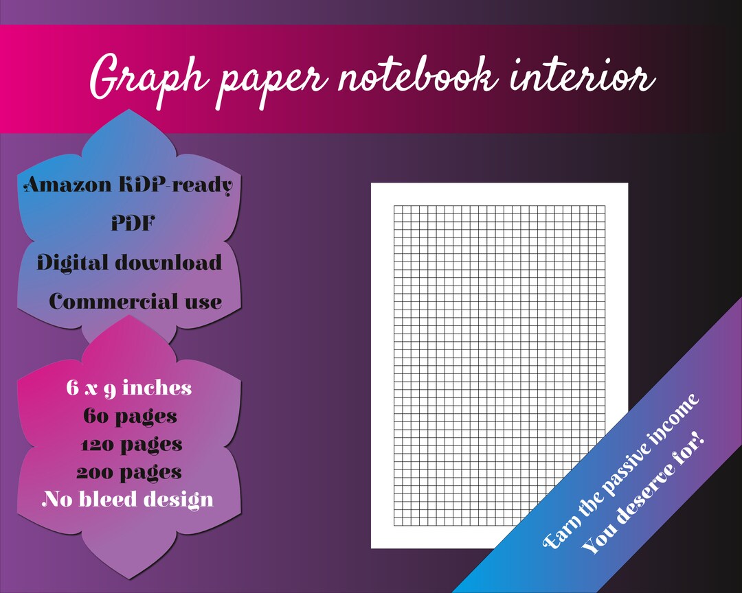 Graph paper notebook interiors / math notebook for KDP 6x9 - Etsy France