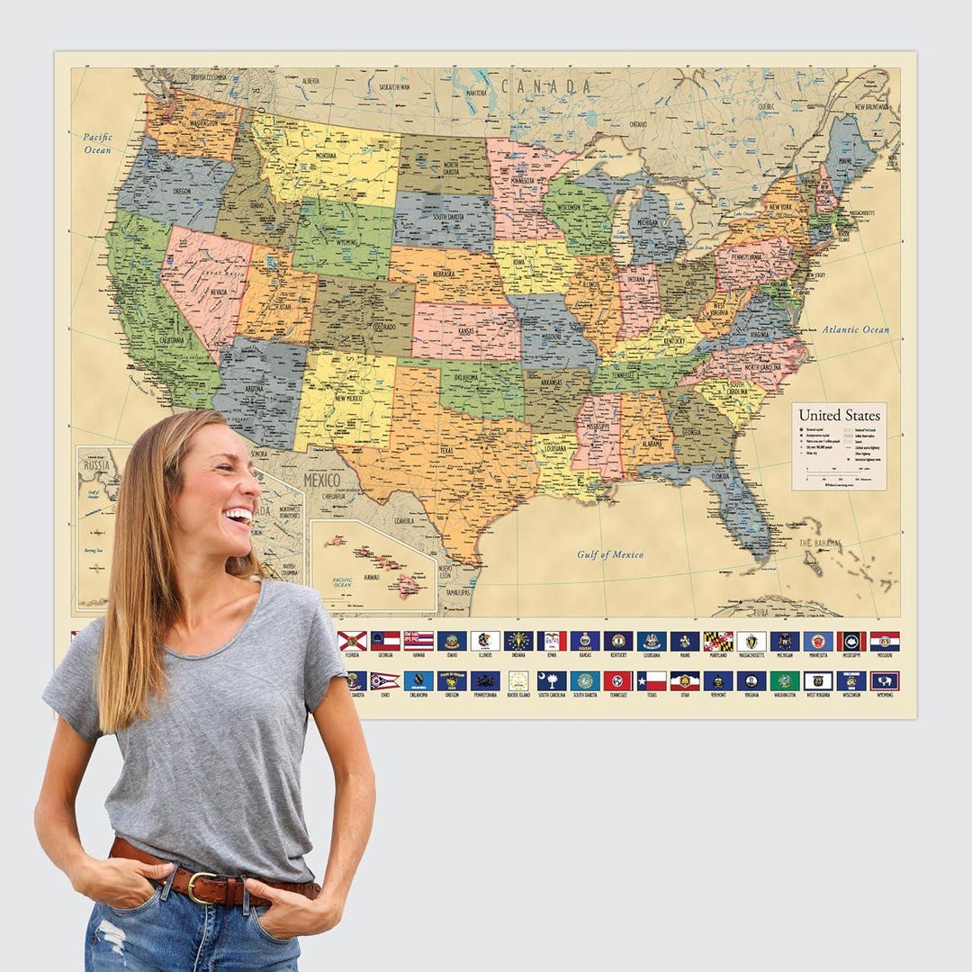 Giant USA Map - Mega Map of the United States of America - US Map Chart ...