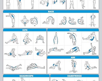 QUICKFIT Stretching Workout Exercise Poster - Stretch Routine (Laminated, 18" x 27")