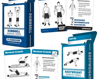 2 Pack - Bodyweight & Dumbbell Fitness Workout Cards - Over 100 Exercises