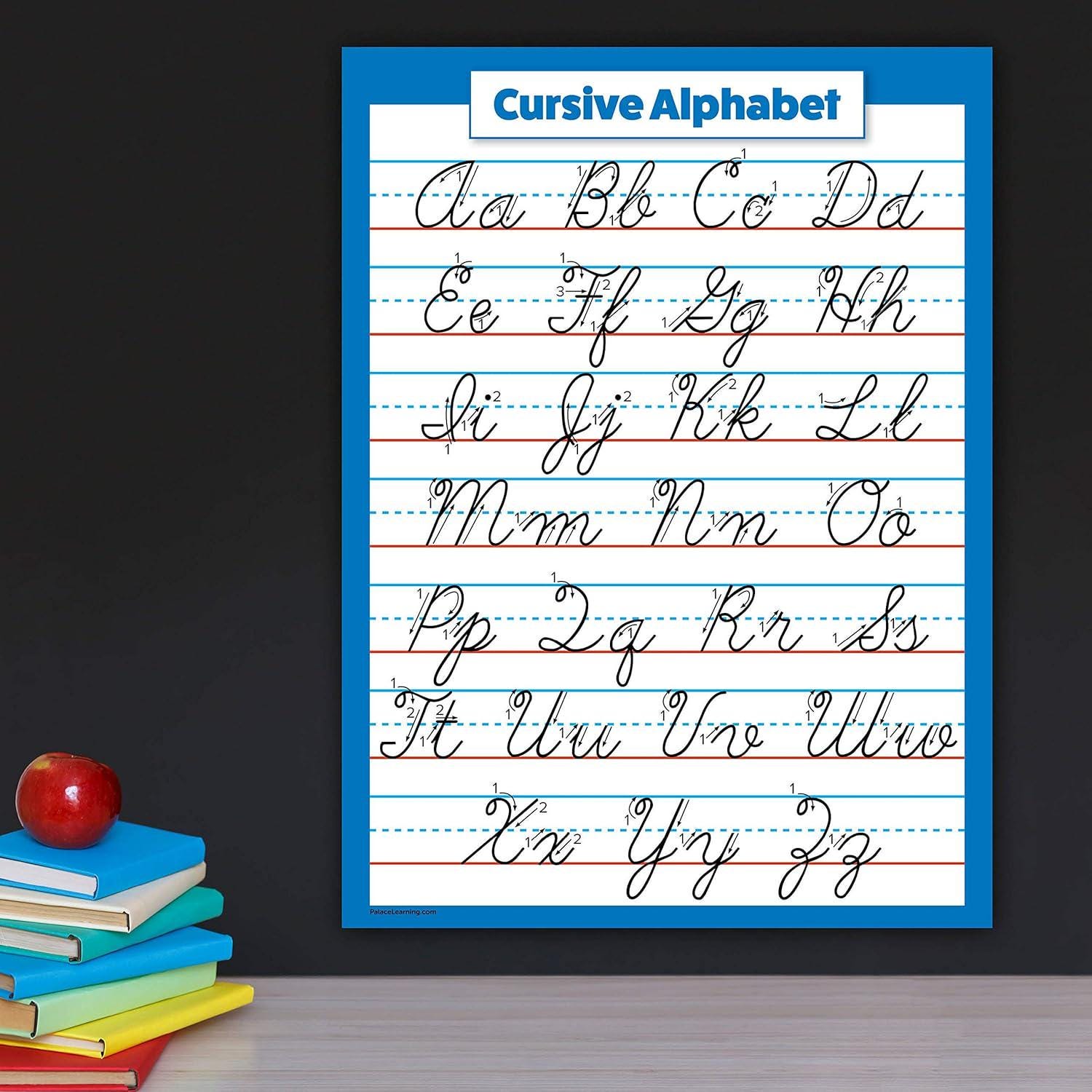 ABC Alphabet - Cursive Chart & Manuscript Poster - Laminated 2 Poster ...