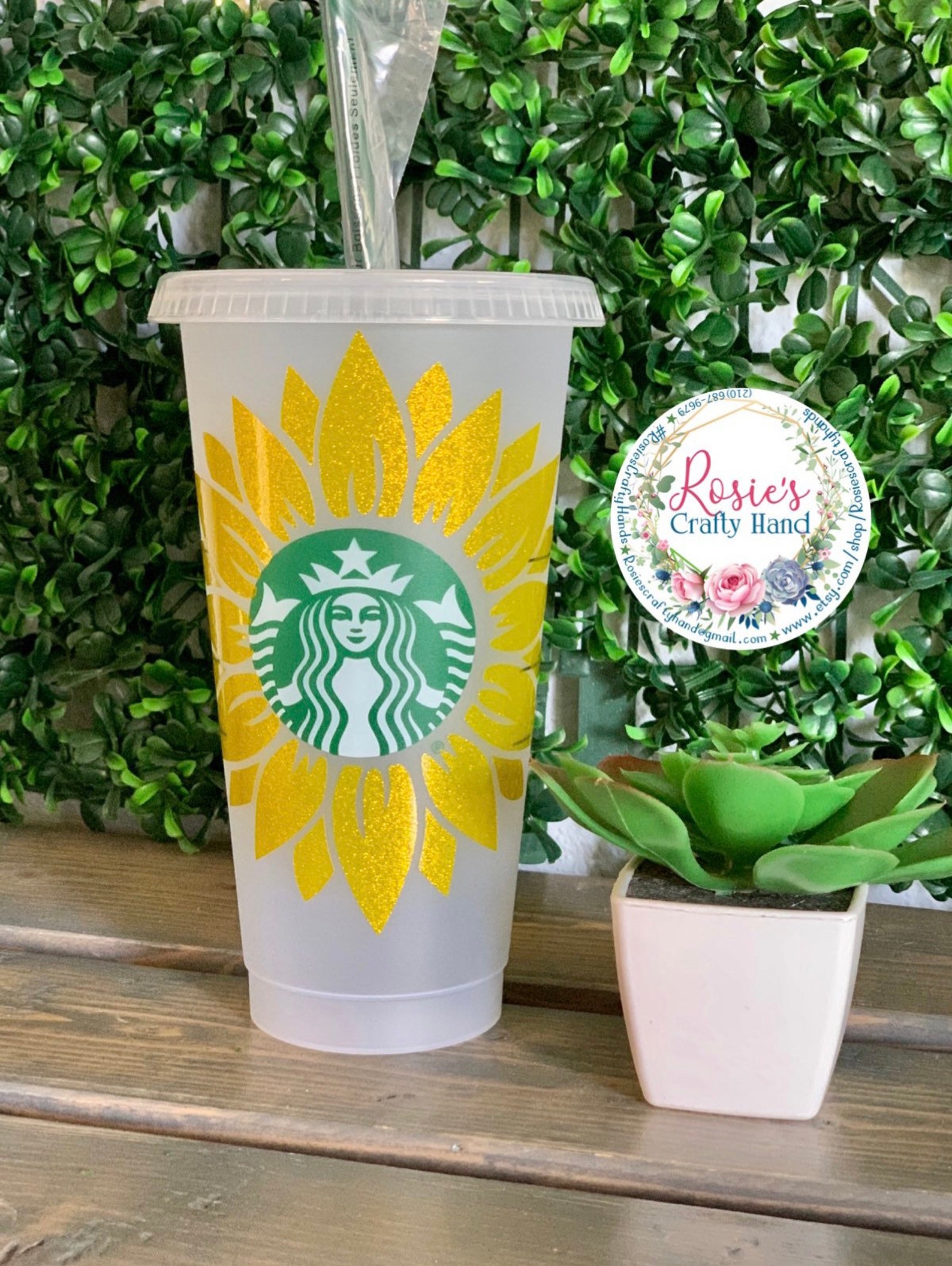 Yellow Flower Starbucks reusable cup with name Etsy
