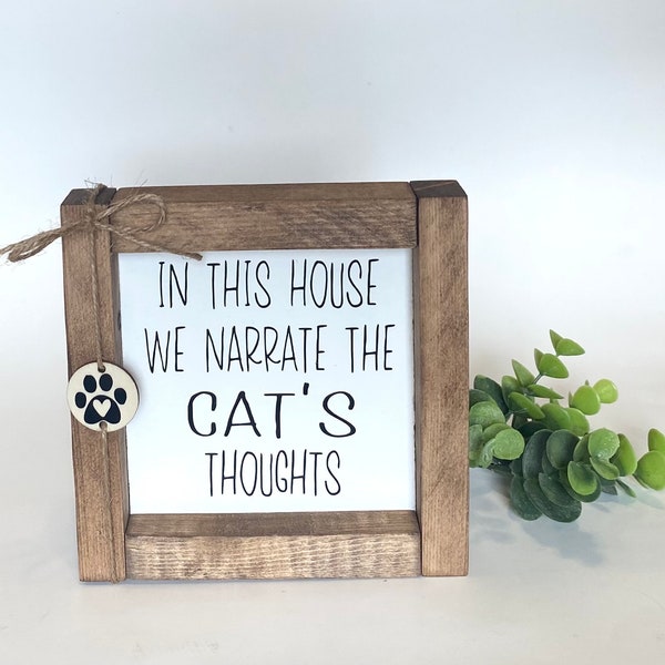 Dog Sign / In this house / Farmhouse pet sign / Doodle Dog Sign / Family pet sign / In this house we narrate the dogs thoughts / Cat Sign