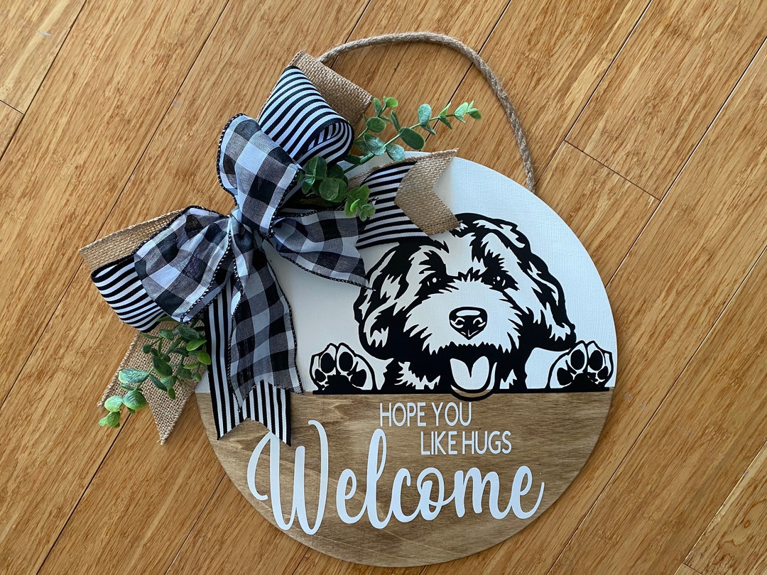 Goldendoodle Dog Door Hanger / Front Door Decor / Etsy