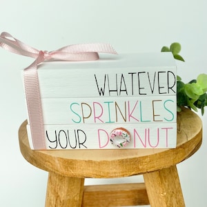 Whatever Sprinkles your Donut Tiered Tray Mini Book Stack / Donut Tiered Tray / Coffee Bar / Birthday Tiered Tray / Donut Decor/ Summer Tray