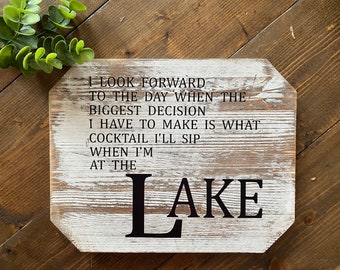 Lake House Sign Home Decor / Lake House Kitchen Sign / 8x10 At the Lake Sign / Airbnb decor/ Gift for him an her / Vacation Decor