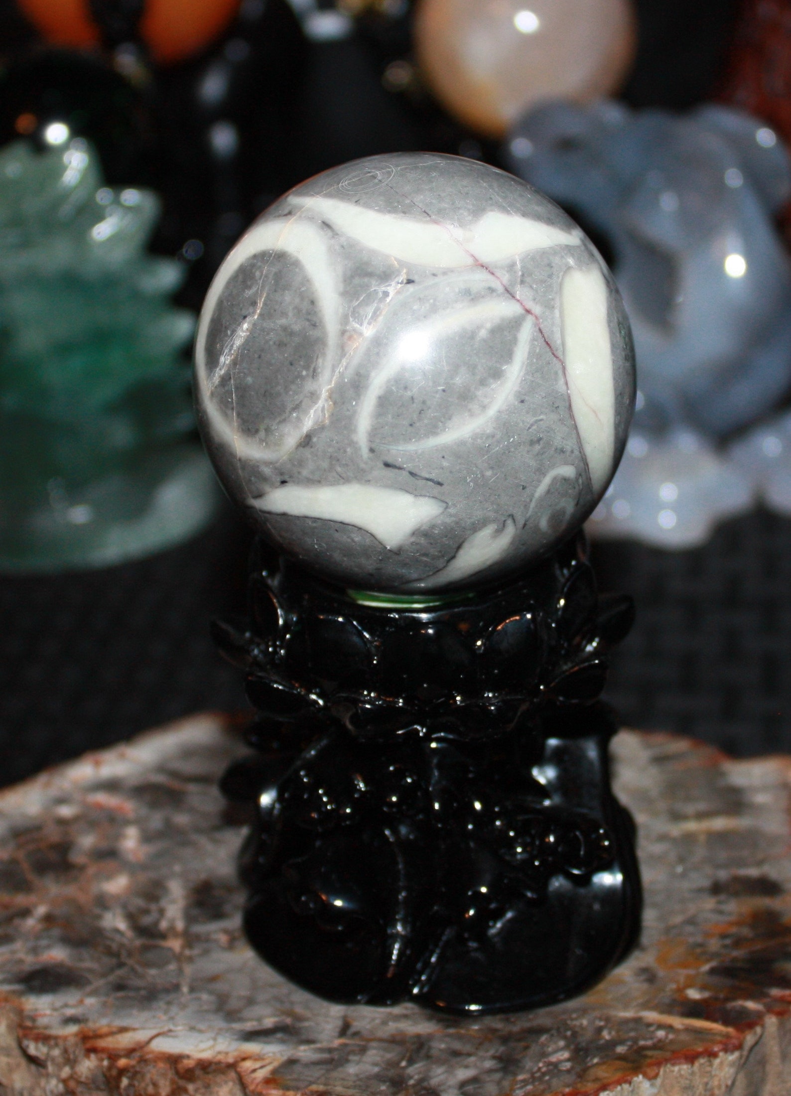 Clam Shell Jasper Sphere Thousand Eye Jasper Sphere 62mm Etsy