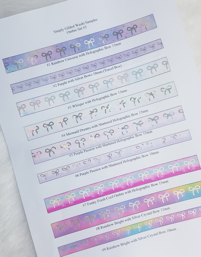OMBRE Washi Samples 60cm of Boutique Washi Samples for Planner Bujo Bullet Journalling SIMPLYGILDED SET 3