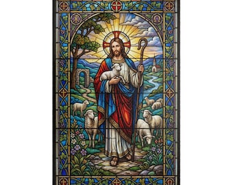 Jesus the Good Shepherd Puzzle, Christian Stained Glass Jigsaw Puzzle, Religious Puzzle Gift, Faith Based Family Puzzle