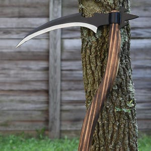 Collectable Handmade Grim Reaper Sickle Spear, Carbon Forged Scythe Grim Reaper Spear Best Gift Axe