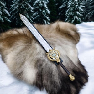 Custom Made Dawn Breaker Skyrim Replica Sword, Cosplay Fantasy Prop Sword with Leather Sheath, Collectible Decorative Gamer Sword,