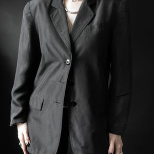 Vintage Blazer Silk 80s Goth Avantgarde Minimal Jacket Corporate Black