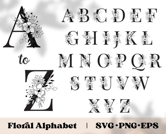 Alphabet floral SVG Lettres de fleur SVG Lettres monogrammes - Etsy France