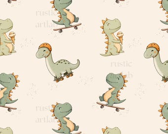 Dinosaur Seamless Pattern, Dinosaur Fabric Design, Baby Dino Repeat Tile Digital Download