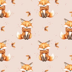 Fox Seamless Pattern, Fall Baby Fabric Design, Watercolour Fox Fabric Print, Nursery Fall Pattern, Woodland Animals Pattern, Commercial use