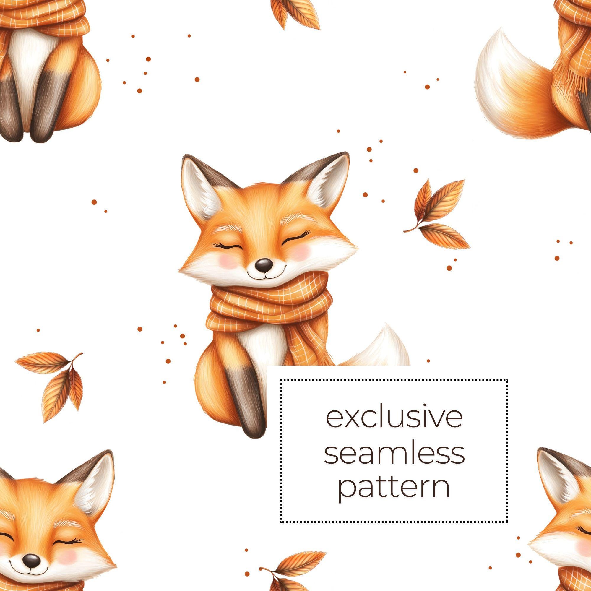 Exclusive Fox Seamless Pattern, Cute Woodland Animal Fabric Design ...