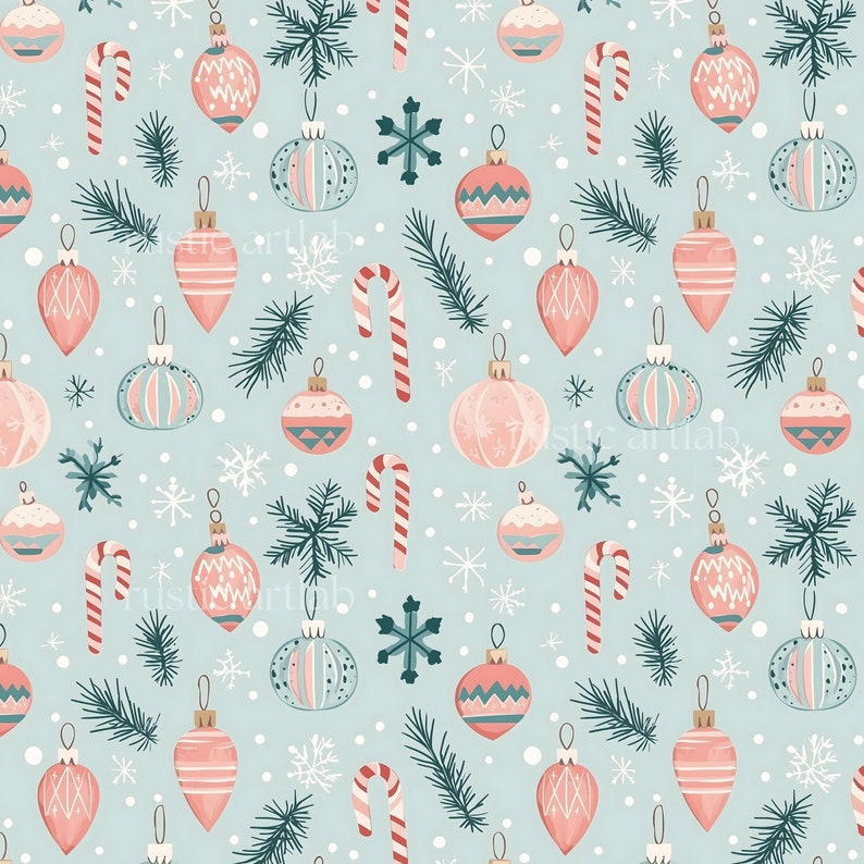 Retro Christmas Seamless Pattern - Christmas Ornaments Cute Pattern ...