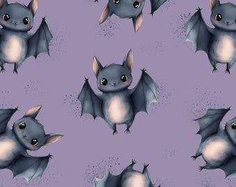 Patrón sin costuras de murciélagos, papel digital de Halloween, diseño de tela de murciélagos adorables, descarga digital