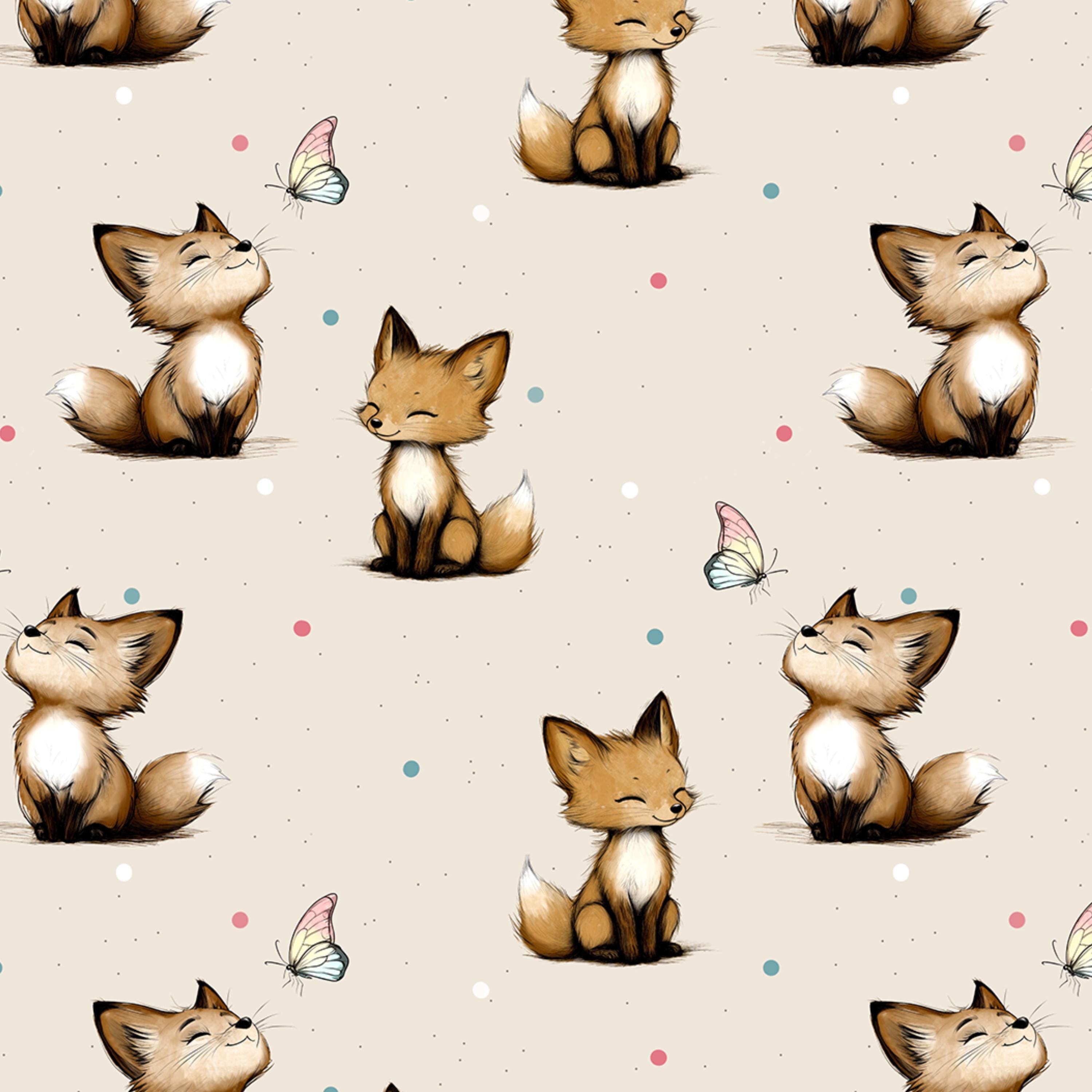 Pattern Baby Fox Fox Seamless Pattern, Cute Baby Fabric Design, Watercolor Fox Nursery ...