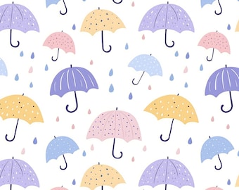 Colourful Umbrellas Seamless Pattern - Cute Nursery Fabric Design - Summer Rain Pattern Design