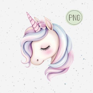 Unicorn PNG, Watercolour Unicorn Sublimation Design, Unicorn Clipart, Adorable Baby Print, Nursery Print
