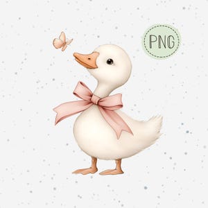 Cute goose and butterfly PNG, Duck sublimation file, kids PNG transfer file