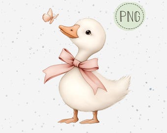 Cute goose and butterfly PNG, Duck sublimation file, kids PNG transfer file