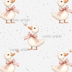 Goose Seamless Pattern - Cute Duck Nursery Fabric Design - Spring Digital Paper