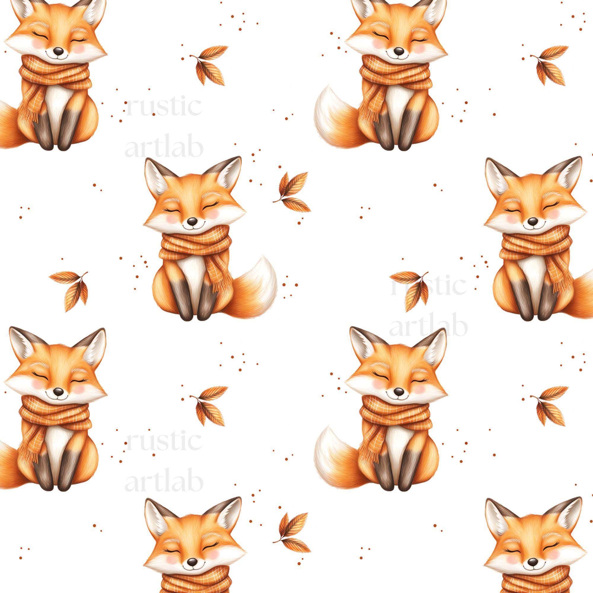 Exclusive Fox Seamless Pattern, Cute Woodland Animal Fabric Design ...
