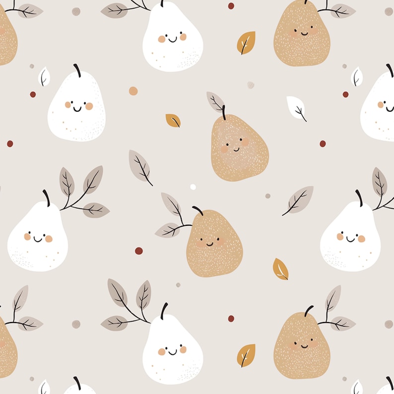 Pear Pattern Printable Happy Pears Seamless Pattern - Cute Summer Kids Fabric Design - Fruit ...