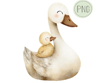 PNG de mamá y bebé pato, archivo de sublimación de pato lindo, archivo de transferencia PNG para niños