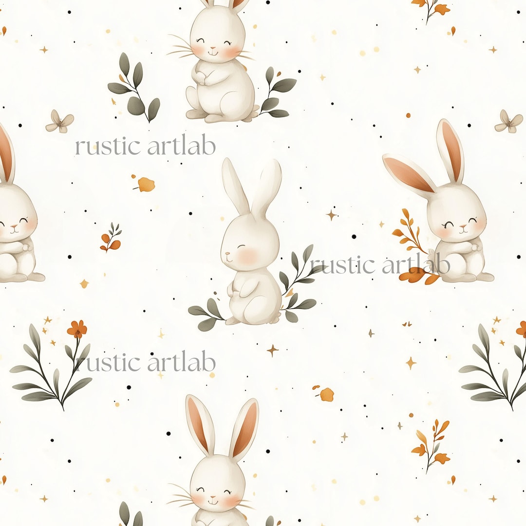 Watercolour Bunnies Seamless Pattern - Cute Nursery Fabric Design ...