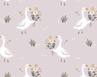 Goose Seamless Pattern - Cute Duck Nursery Fabric Design - Silly Goose Spring Digital Paper