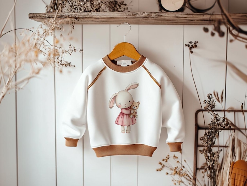 Cute Rabbit Illustration, Bunny PNG mockup preview