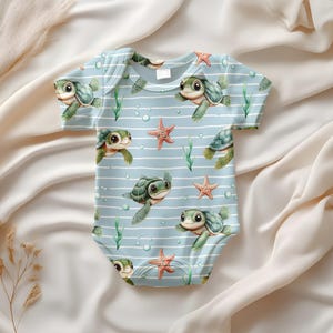 Adorable Ocean Fabric Design | Sea Turtle repeat tile mockup preview