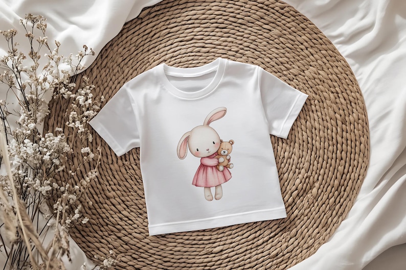 Watercolour Pink Bunny Clipart t-shirt preview