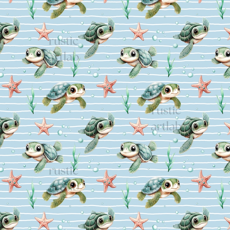 Watercolour Turtle Seamless Pattern preview