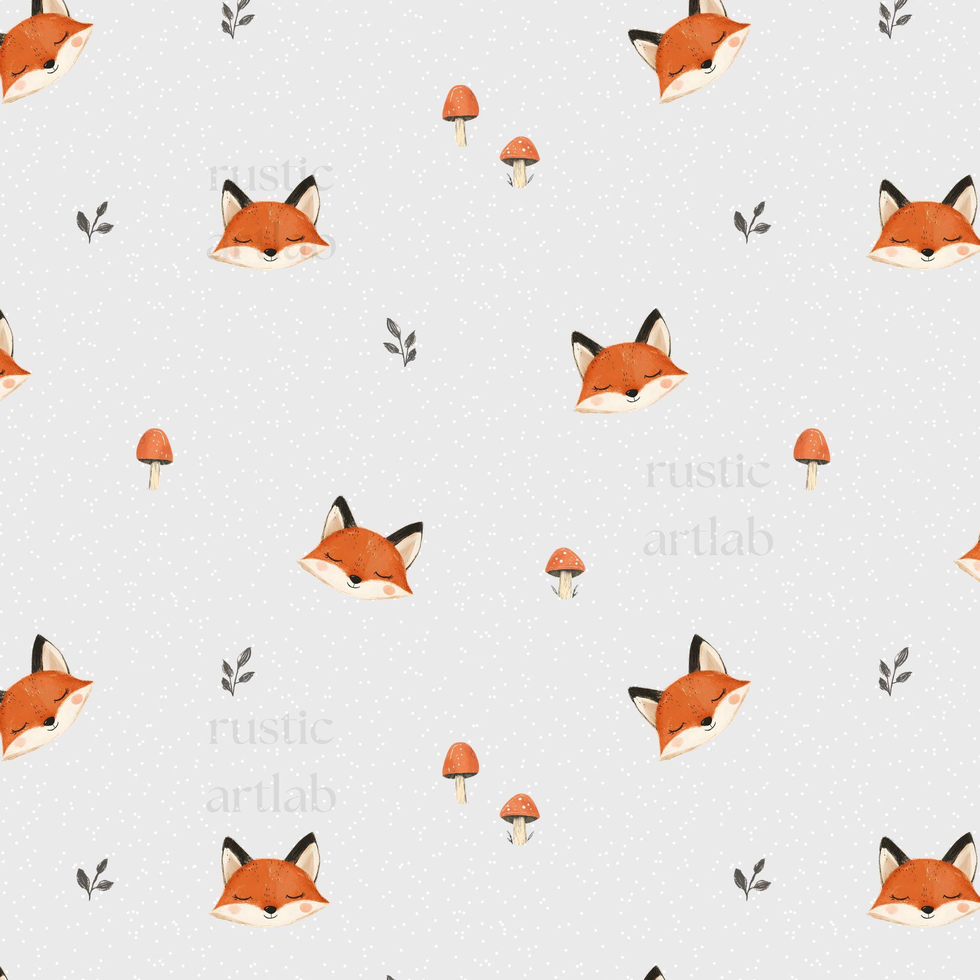 Exclusive Fox Seamless Pattern, Cute Woodland Animal Fabric Design ...
