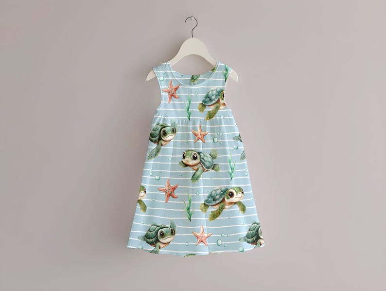 Watercolour Turtle Seamless Pattern dress mockup preview