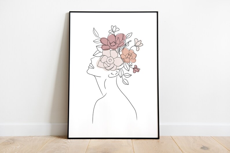 Kopf der Blumen Kunstdruck Frau mit Blumenkopf moderne Etsy