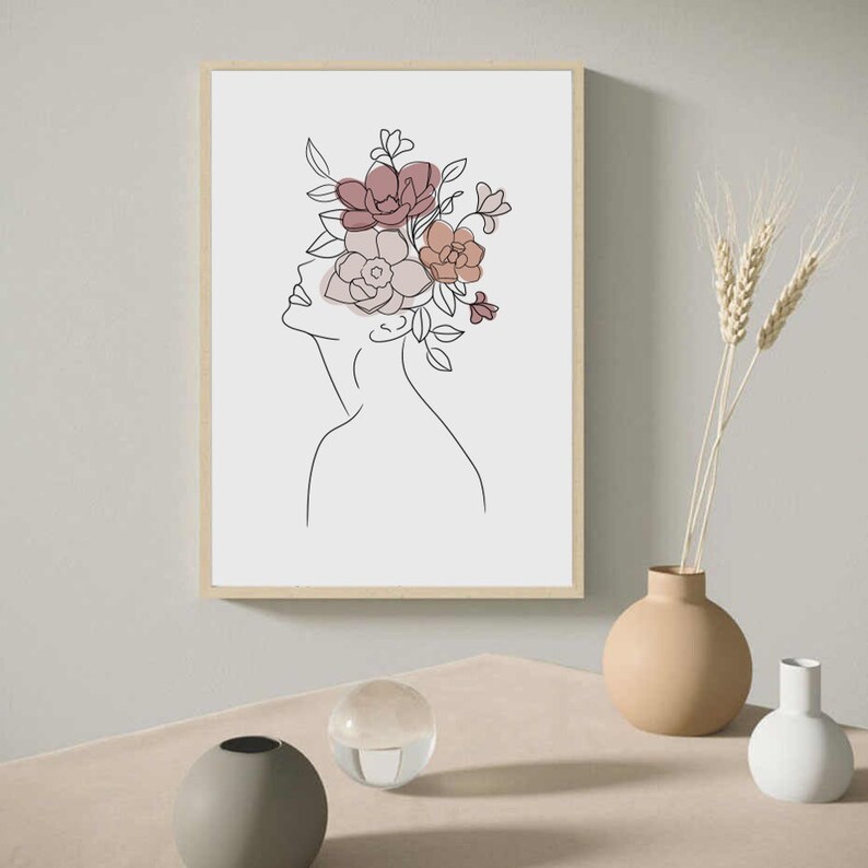 Kopf der Blumen Kunstdruck Frau mit Blumenkopf moderne Etsy